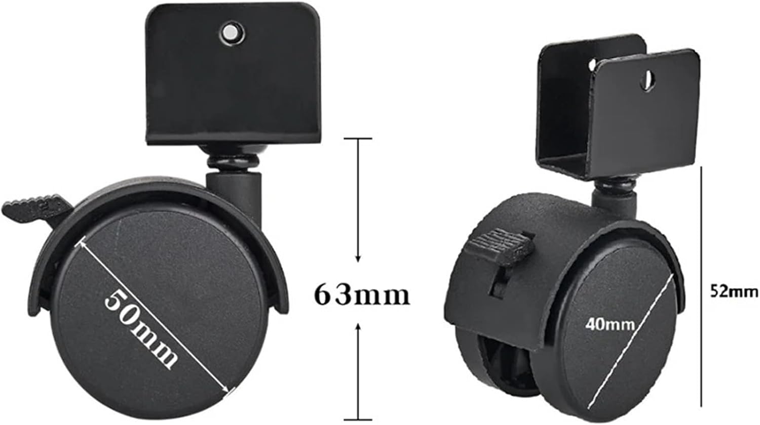 1.5 Inch 2 Inch Caster for Furniture Five Piece Accessories with Brake(Orange with 1 Piece Box)