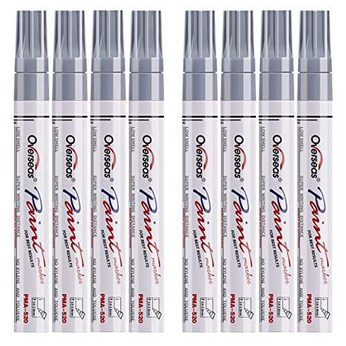 Paint Pens Paint Markers - Silver Permanent Markers 8 Pack, Oil Based Waterproof Quick Dry Medium Tip Marker Pen For Metal, Wood, Fabric, Plastic, Rock, Stone, Mugs, Canvas, Glass, Art Craft #TOP13