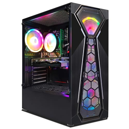 STGsivir PC Gamer Fixe,Ordinateur Gaming, 10th Gen G5905 3.5GHz, Radeon RX 580 8Go GDDR5, RAM 16Go, SSD 1To, WiFi, BT 5.0, Ventilateur RVB x 4, W11H64