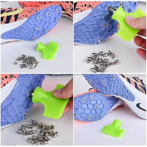 Image of 1 /4 Inch Track Spikes, 100 Pieces Steel Track Shoe Spikes Replacements and Spike Wrench for Sports Running Track Shoes