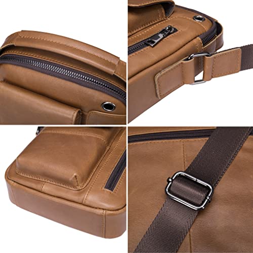 image for Hebetag Leather Shoulder Crossbody Bag for Men Business Messenger Brie