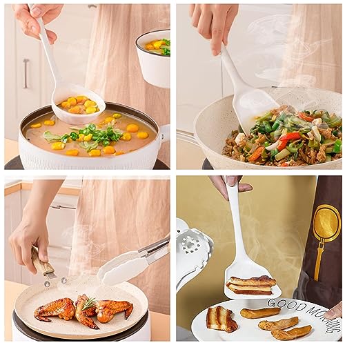 UXIYI Silicone Utensil Set Kitchen Utensils, 10pcs Cooking Utensils Set, Including Turner Spatula Cooking Tong Spoon Non-Stick Heat Resistant,White - Image 4