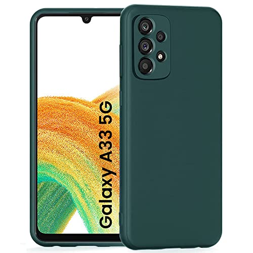 Image of WOW IMAGINE Ultra Slim Soft Rubberised Back Cover | Inner Velvet Fabric Lining | Matte Silicone Flexible Camera Protection Back Case for Samsung Galaxy A33 5G - Green