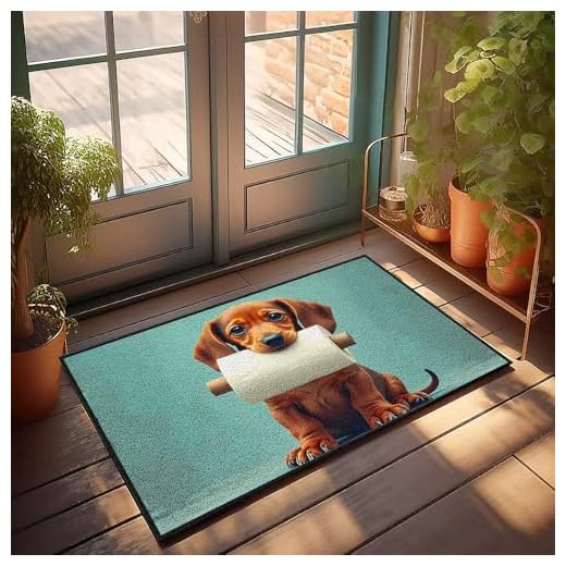 CDSS Doors For House Adorable perro sosteniendo rollo de papel higiénico, felpudo para casa de campo, cocina, alberca (50 x 80 cm)