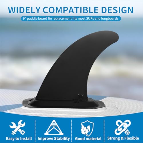 9\" Paddle Board Fin Replacement Compatible with Funwater - Inflatable SUP Fins Replacement, Single Center Fin for Better Stability, Tool-Free Installation, Fits Most Surfboard and Stand Up Paddleboard - Thumbnail 2