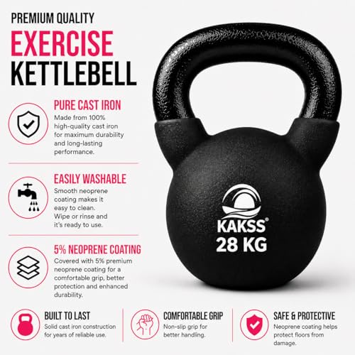 Image of Kakss Half Coating Neoprene Kettlebell (BLACK, 28KG)