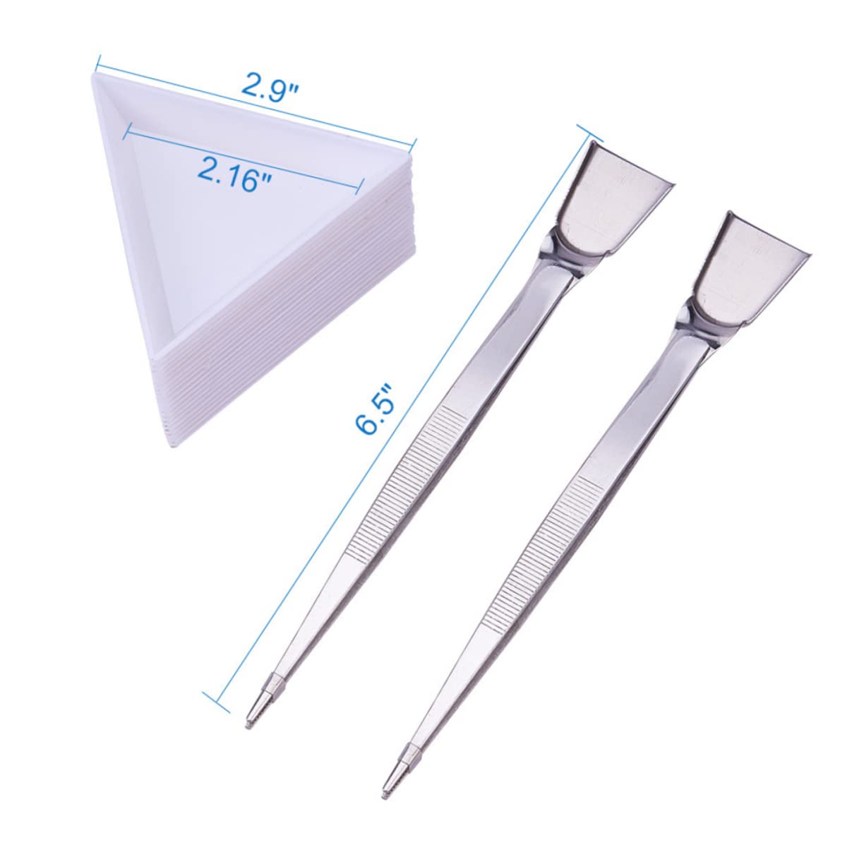 NUOBESTY 44piezas Herramientas Para Joyería Con De Inoxidable y Pala Para Diamantes y Cuentas Bandejas Triangulares Para Manualidades y Organización De Pequeñas