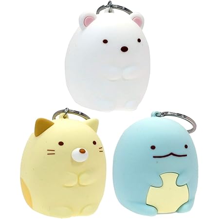 Amazon すみっコぐらし ダイカット シリコンポーチ ３柄セット しろくま ねこ とかげ キーリング付き 約7cm おもちゃ雑貨 おもちゃ