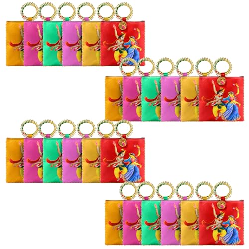 Image of Women Potli Bags Pack of 24 | Gifting Potli with Zip & Bangle Handle | Traditional Shagun Return Gifts Potli for Mehandi, Haldi, Baby Shower, Wedding, Sangeet (Radha Krishna)