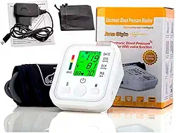 Aparelho Monitor de pressão arterial Com Voz Em Portugues - Braço Medidor portatil automático digital esfigmomanômetro Detecta hipertensão e batimentos cardíacos irregulares + Estojo e Fonte
