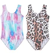 EQSJIU 2 Packs Toddler Gymnastics Leotard Rose-Red Black-Blue Heart Unitards For Girls