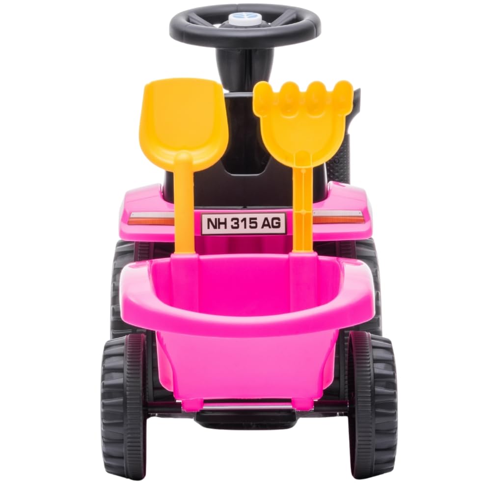 Bandits & Angels Bobbycar Rutschauto New Holland Traktor mit Anhänger ab 1 Jahr – mit funktionierenden Scheinwerfern – Kinderfahrzeug blau – Bobbycar für Jungen – New Holland (Rosa)