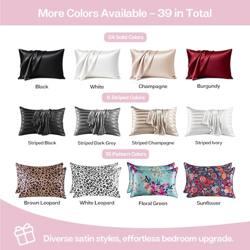 Image of MR&HM Satin Pillowcase for Hair and Skin, Silk Satin Pillowcase 2 Pack, King Size Pillow Cases Set of 2, Silky Pillow Cover with Envelope Closure (20x36, Pink)