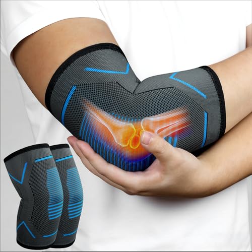 Fefod Codera de Compresión para Epicondilitis y Tendinitis, Codera Deportiva, Coderas para Tendinitis, Coderas de Golfista y Codo de Tenista para Hombre y Mujer Tendinitis Alivio del Dolor (L)