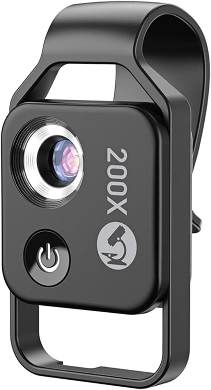 Labymos Phone Microscope,Fajar Ms002 200X Professional Phone Microscope Lens With Universal Phone Clip For Plant Insect Hair Skin Observation Jewelry Jade Appraisal Electronics Industry Testing