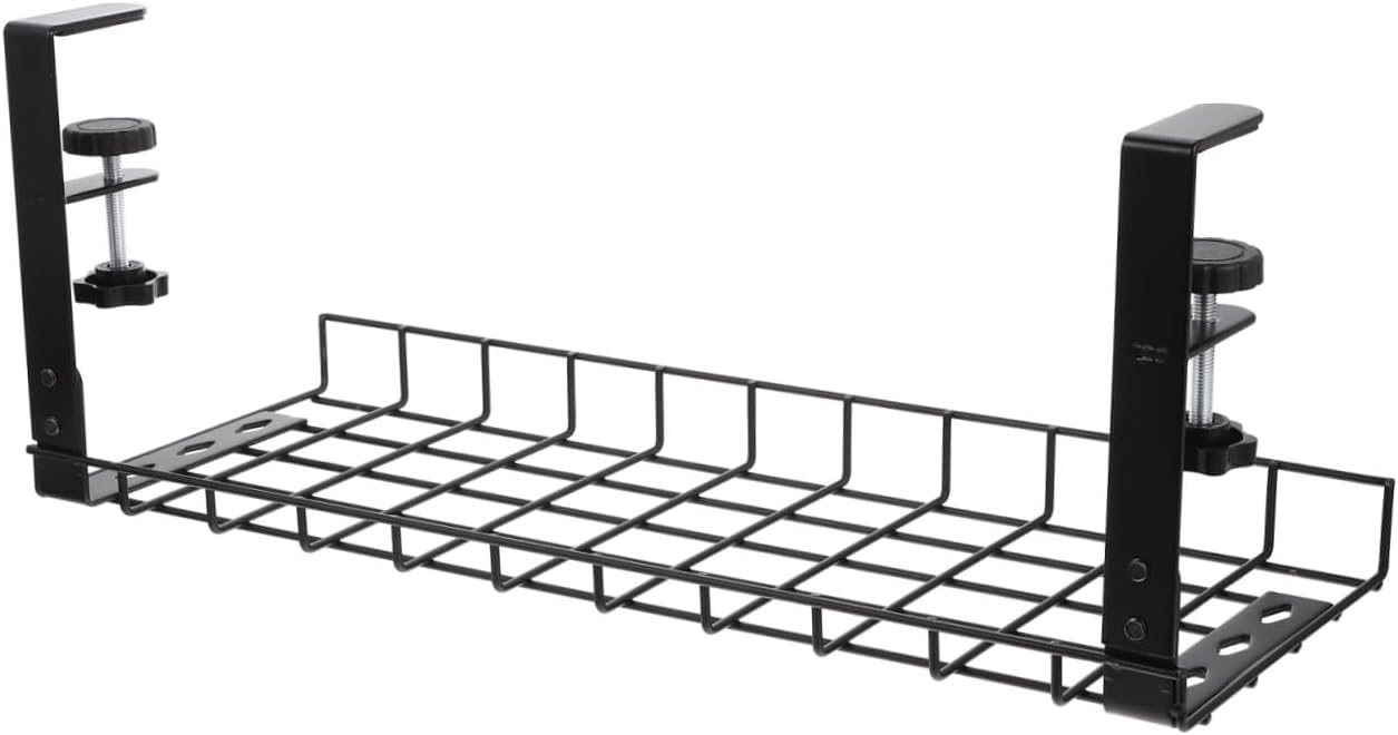 Desk Cable Management Rack Cord Organizer Holder 500mm No-Drill Cable Storage Tray for Office Power Strips and Wire Organization