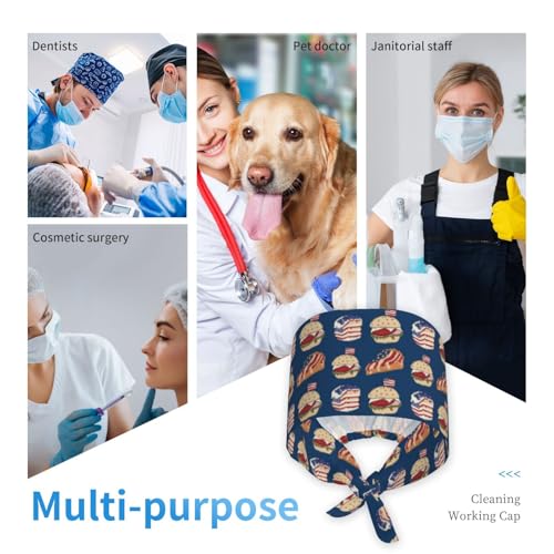 Image of Breathable Working Cap with Adjustable Sweatband Scrub Cap for Men /Women