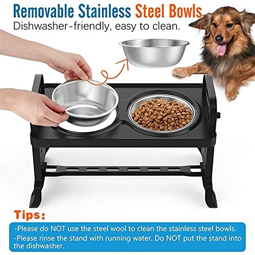 RTHGTFGW Comedero Perro Estante de alimentación de Mascotas de Doble tazón de Doble tazón de Doble tazón, tazón de Perro Elevado, Lavado de Perros, Doble tazón de Agua extraíble de Agua y Comida