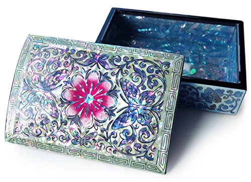 Maddesign Mother Of Pearl Small Jewelry Trinket Box Butterflies Flower #TOP2