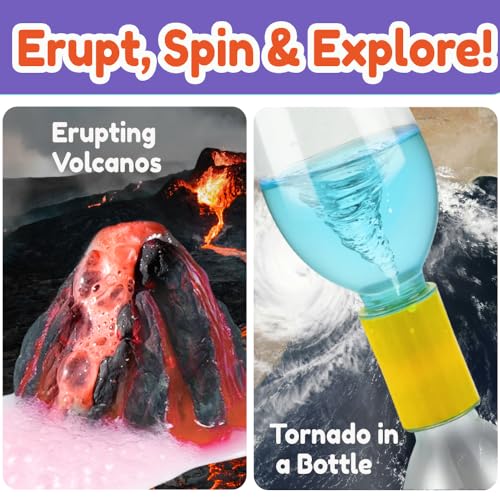 BenBen Science Kit for Kids Ages 8-12, 105 Hands-On Science Experiments with Paintable Volcano, Slime & Tornado Lab, STEM Gift for Boys Girls