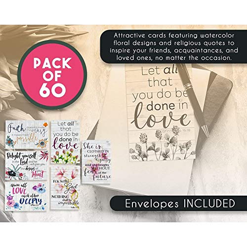 Best Paper Greetings LJ-CHGYI-032318-05-1 60 Pack Christian Inspirational Cards With Envelopes, Religious Encouragement Scripture thumb #3