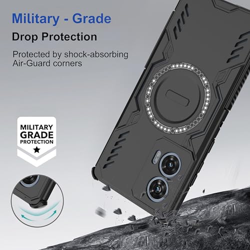 Image of Zapcase Back Case Cover for Motorola Edge 50 Fusion | Magnetic Case with Built-in Metal Ring | Supports MagSafe Charger, Wallet & Car Mount | Shockproof Hybrid PC + TPU | Black