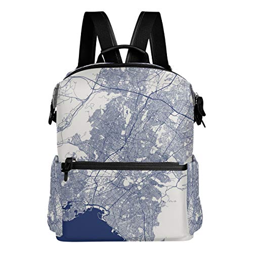 Preisvergleich Produktbild KIMDFACE RucksackVektorkarten Stadt Athen Attika GriechenlandLaptoptaschen Casual Print Umhängetasche Student Daypack Reisen Wandern Camping Packs(29 * 16 * 38 cm)