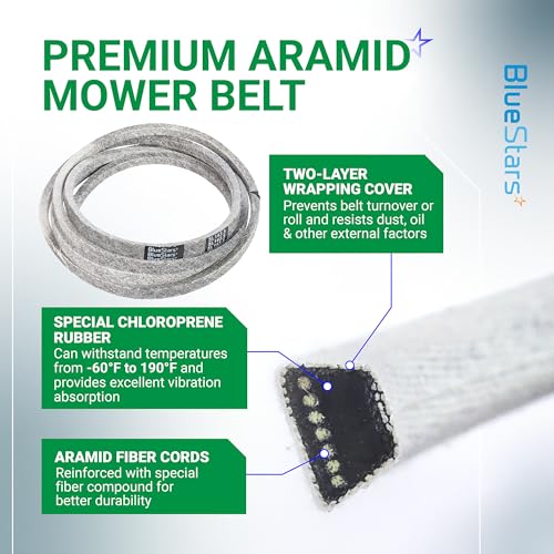 Image of BlueStars 954-05078 Deck Belt | Aramid Cord | 5 /8 x 143.5 | For Cub Cadet 50 inch Deck ZT1 50 RZT 490-501-C070 Troy Bilt Mustang 754-05078 490-501-M070 Craftsman Z550 Z5600 Zero-Turn Mowers