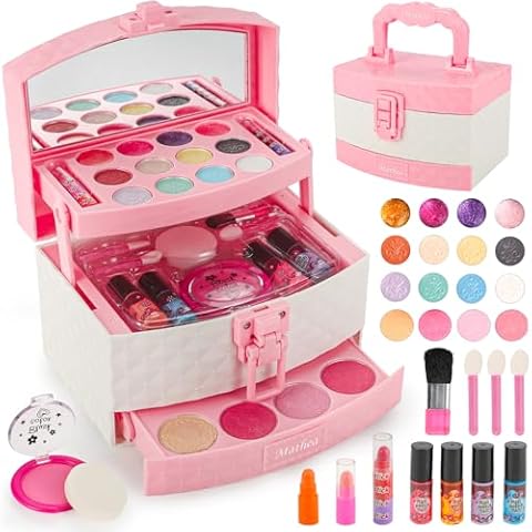 Mathea Kids Makeup Sets for Girls 5-8, Makeup for Kids, Washable Non-Toxic Kids Makeup Sets for Girls, Play Makeup Birthday Toys Gift for 3 4 5 6 7 8 9 10 11 12 Years Old Kid Cover