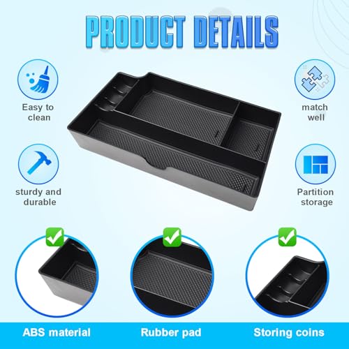 EDBETOS Console Drawer Tray Compatible with Toyota Sienna 2015-2019 2020 Interior Accessories Sienna Center Console Organizer Insert Tray Under Radio Storage Box Coin Container Phone Holder, ABS Black - Thumbnail 7