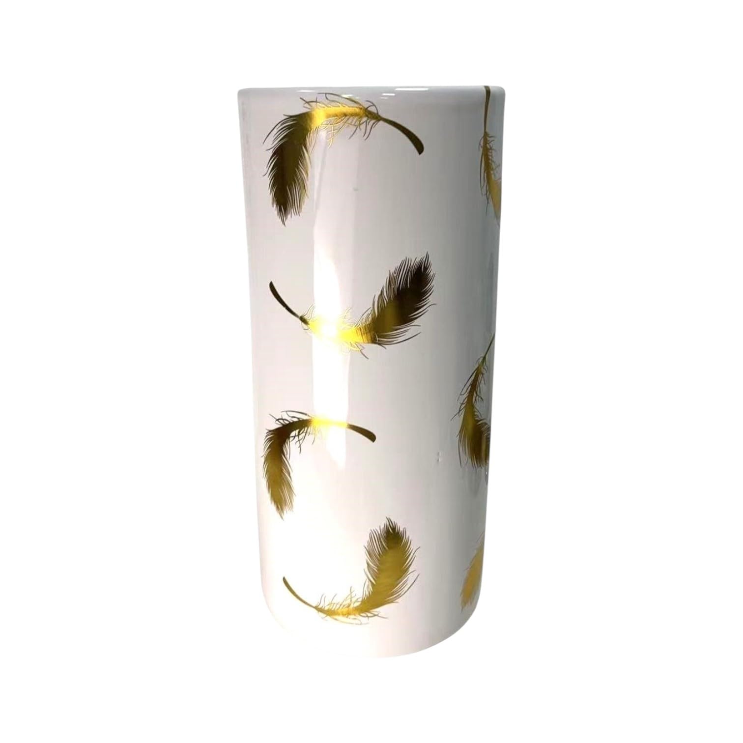 Classic Ceramic Hexagonal 18” Tall Umbrella Stand – Multi-Functional Holder or Decorative Vase, Zebra Safari Design with Durable Glazed Finish for Home, Office, or Entryway (Gold Leaf Round Design)