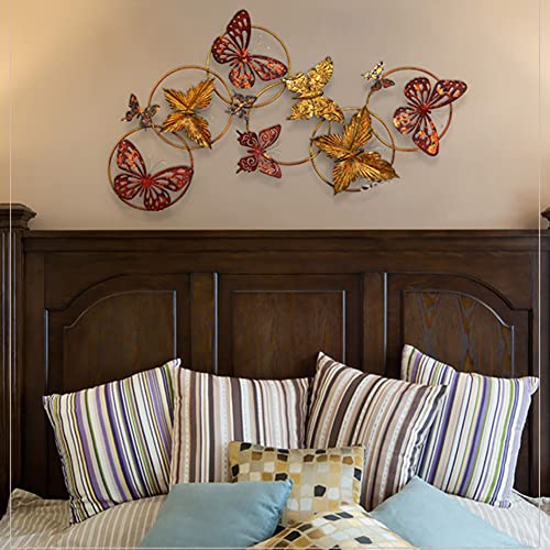 Decoración de pared 3D Mariposa dorada Escultura de pared de metal grande moderna para sala de estar Dormitorio Cocina Casa de campo Oficina Hotel, 112 × 61 cm Cover