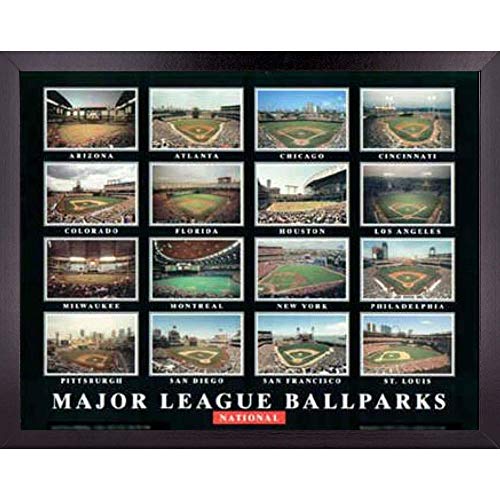 Major League Ball Parks Baseball Stadium Poster Wall Art Decor Framed Print | 23 x 29 | National League Game Field & Park | Aerial Posters & Pictures | Gifts for Guys & Girls College Bedroom Walls