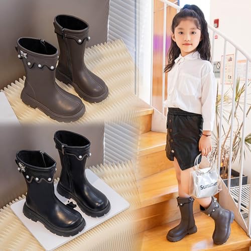 Girls Knee High Boots Butterfly Pearl Decoration Fashion Cool PU Leather Shoes Plain Tall Riding Boots for Outdoor4