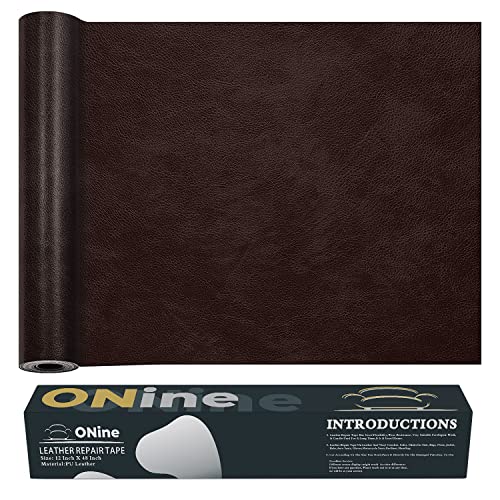 Image of ONine Leather Repair Patch, Leather Repair Tape, 12 x 48 Inches Self-Adhesive Couch Patch, Waterproof, Wear-Resistant, for Furniture, Drivers Seat, Sofas, Car Seats(Dark Brown)