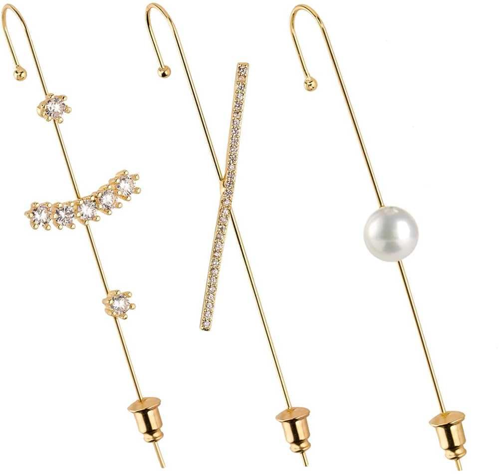 Bling QueenWomen's Gold Plated Ear Cuff Pin Climbers Crawler Wrap Earring