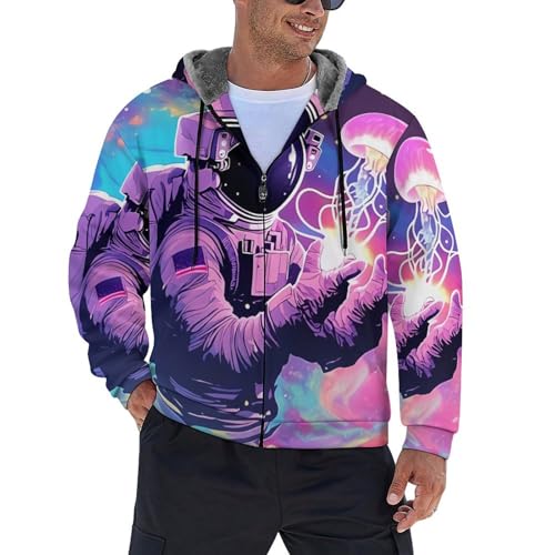 Sweat à capuche en polaire d winter homme zippé motif astronaute