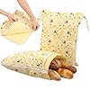 2Pack Reusable Beeswax Bread Bags for Freezer & Refrigerator 13x17inch Natural Organic Beeswax Sourdough Bread Storage Bags with Zipper Freshness Keeper for Homemade Bakery Essentials(Yellow)