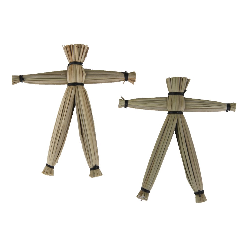 Non brand 2X Voodoo Dolls Bambola 7.5 x 7cm Paglia per Giardino