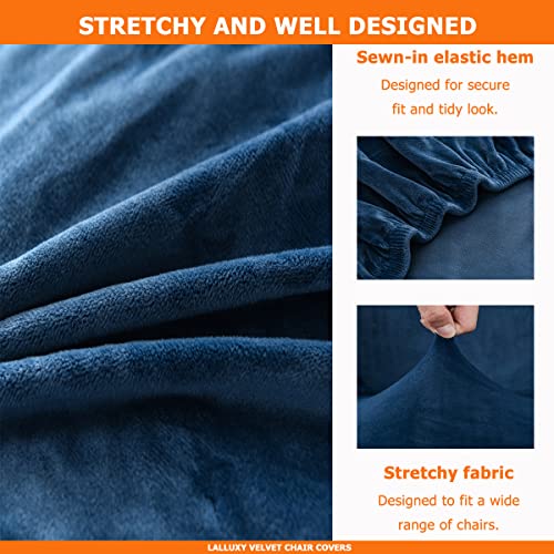 Lalluxy Velvet Chair Slipcovers For Dining Room Stretchy Super Soft Parson Chair Seat Covers Chair Protectors For Party Pet Protection (Set Of 4 New Navy) #TOP3