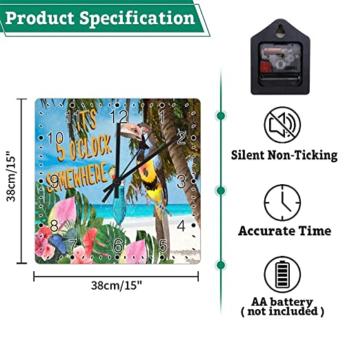 Horloge murale perroquet à piles sans fil pour une décoration murale vintage - 6