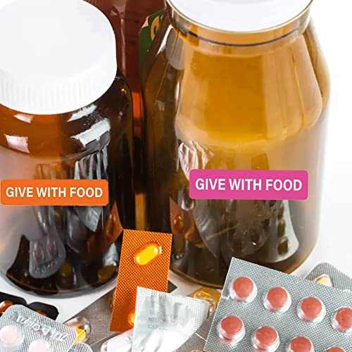 Give With Food Stickers Medication Instruction Labels For Medical Containers Pharmacies Hospitals 1/2 X 1.5 Inch 500 Pcs/Roll Veterinary Labels Stickers File Folder Labels For Drugstor Management #TOP4