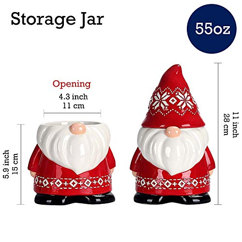 Bico Red Christmas Gnome 11 inch Air Tight Cookie Jar with Salt and Pepper Set, Handpainted, Dishwasher Safe - Thumbnail 7