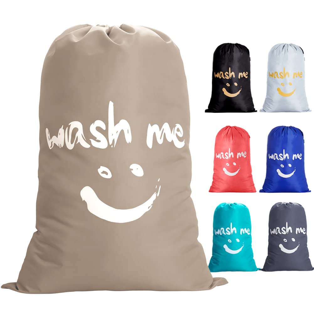 IHOMAGIC Lot de 2 Large Sac à Linge Sacoche à Linge Pliable Sac de Rangement avec Nylon Corde 120g Léger Sac Portable pour Vêtement Sale 120L dans Chamber Hôtel Dortoir, Voyage, Argent