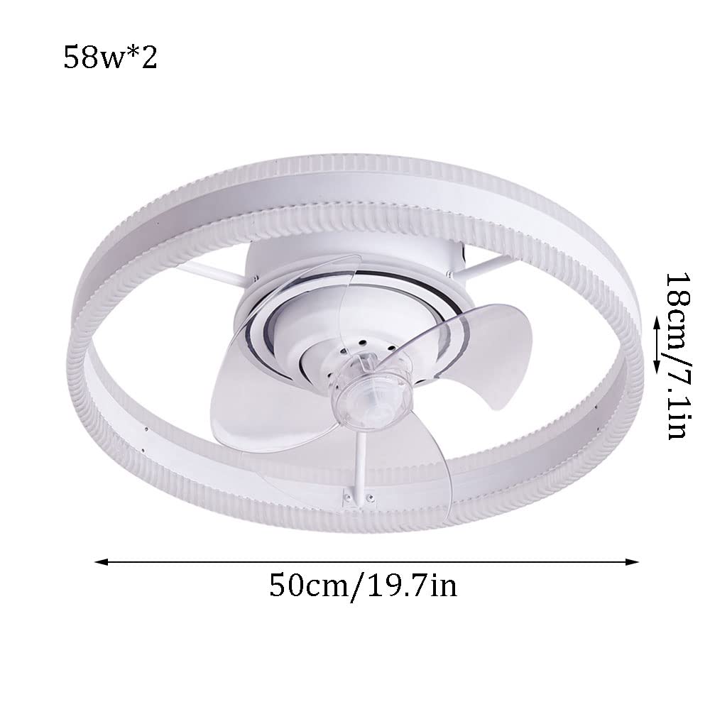 Moderne inbouw plafondventilatoren, plafondventilator met laag profiel en licht, LED dimbare bladloze ventilatoren plafondverlichting met afstandsbediening, slimme 3 lichtkleuren 3 snelheden rond