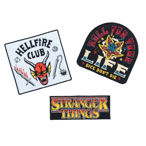 Parches ropa Termoadhesivos Stranger Things - SET de 3 Pegatinas para la ropa - Accesorio mochila militar, mochila crossfit, disfraz Stranger Things - Stranger Things Merchandising oficial