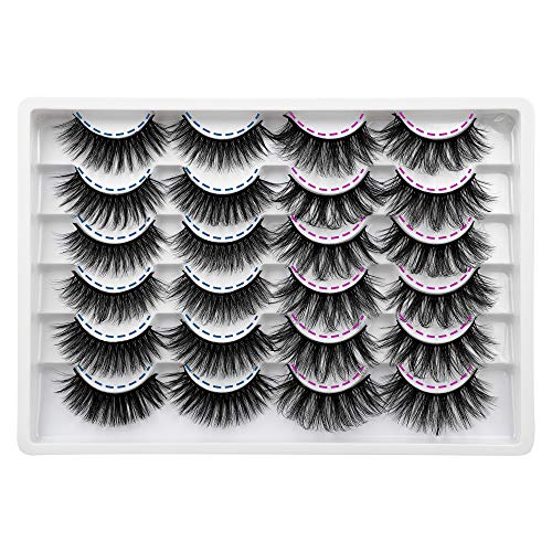 JIMIRE False Eyelashes 2 Styles Mixed Volume Fake Lashes 3D Soft Fluffy Eye Lashes Pack 12 Pairs