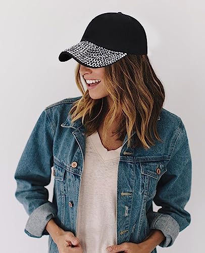 Ztl Womens Studded Rhinestone Baseball Cap Dad Trucker Hat Sparkle Bling Sun Hat A - Black #TOP2
