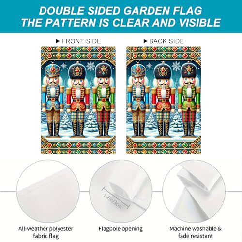 Image of BlissYard Christmas Garden Flag 12x18 Inch Nutcracker Soldier Yard Decor