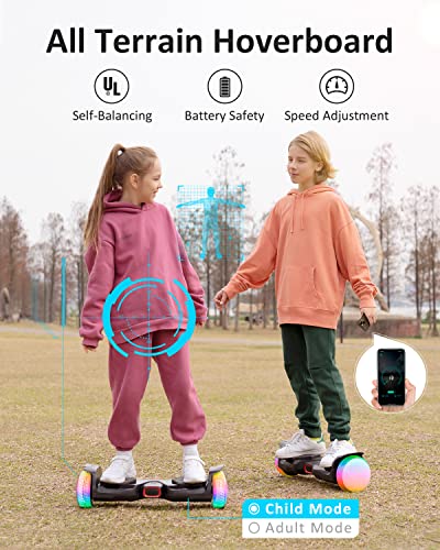 Gyroor Hoverboard - All Terrain Offroad Hoverboard For Kids & Adults, Upgraded One-Piece Hover Board With Flash Led Wheel & Bluetooth Speaker, Ul2272 Certified Self Balancing Hoverboard Scooter #TOP4